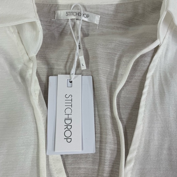 Stitchdrop NWT Saturday tiered long sleeve white dress large - Picture 4 of 8